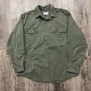 Carhartt Canvas Cotton Button Shirt Green Sz L